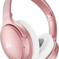 INFURTURE Upgrade Rose Gold Active Noise Cancelling Headphones with Microphone Wireless Over Ear Bluetooth, Deep Bass, Memory Foam Ear Cups, Quick Charge 90H Playtime, for TV, Travel, Home Office